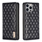 Diamond Lattice Magnetic Leather Flip Phone Case, For iPhone 15 Pro Max, For iPhone 15 Pro, For iPhone 15 Plus, For iPhone 15
