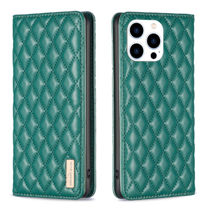 Diamond Lattice Magnetic Leather Flip Phone Case, For iPhone 16 Pro Max, For iPhone 16 Pro, For iPhone 16 Plus, For iPhone 16