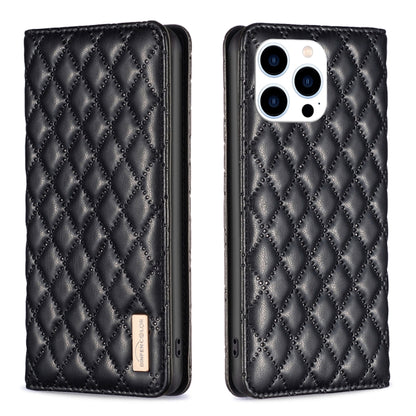 Diamond Lattice Magnetic Leather Flip Phone Case, For iPhone 16 Pro Max, For iPhone 16 Pro, For iPhone 16 Plus, For iPhone 16