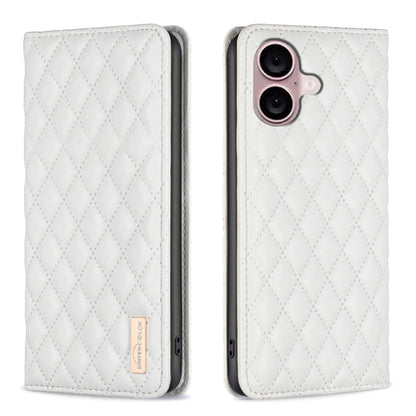 Diamond Lattice Magnetic Leather Flip Phone Case, For iPhone 16 Pro Max, For iPhone 16 Pro, For iPhone 16 Plus, For iPhone 16