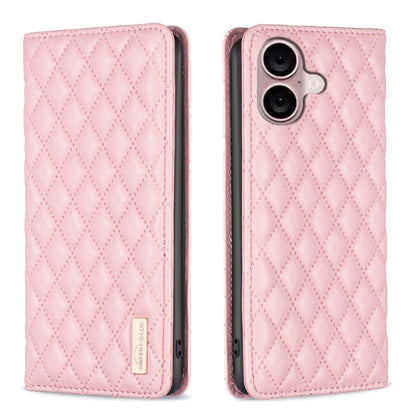Diamond Lattice Magnetic Leather Flip Phone Case, For iPhone 16 Pro Max, For iPhone 16 Pro, For iPhone 16 Plus, For iPhone 16