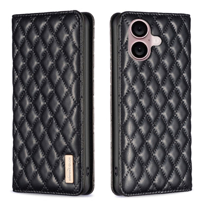 Diamond Lattice Magnetic Leather Flip Phone Case, For iPhone 16 Pro Max, For iPhone 16 Pro, For iPhone 16 Plus, For iPhone 16