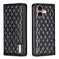 Diamond Lattice Magnetic Leather Flip Phone Case, For iPhone 16 Pro Max, For iPhone 16 Pro, For iPhone 16 Plus, For iPhone 16