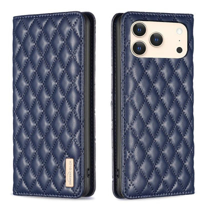Diamond Lattice Magnetic Leather Flip Phone Case, For iPhone 17 Pro Max, For iPhone 17 Pro, For iPhone 17, For iPhone Air