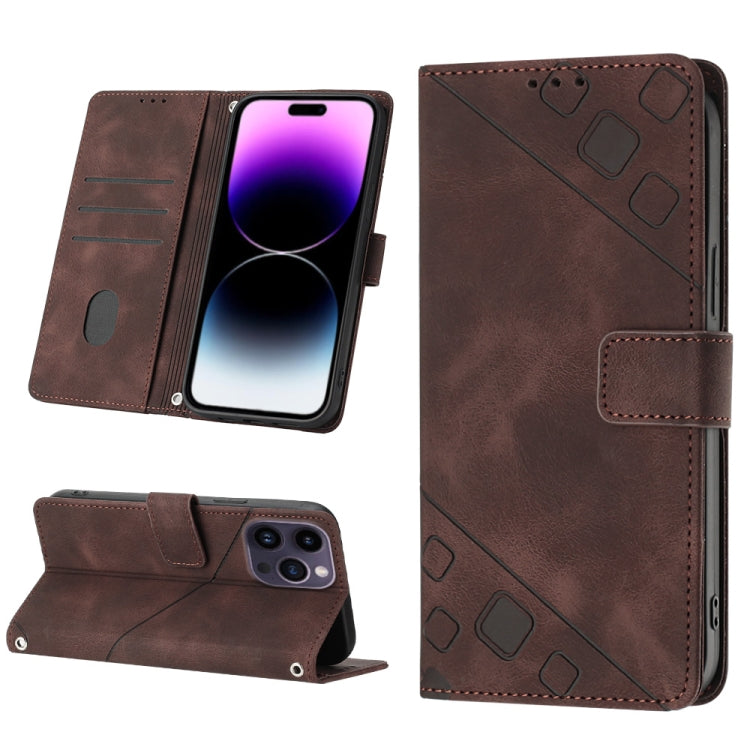 Skin-feel Embossed Leather Phone Case, For iPhone 16, For iPhone 15 Pro Max, For iPhone 15 Pro, For iPhone 15 Plus