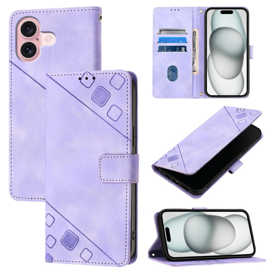 Skin-feel Embossed Leather Phone Case, For iPhone 16, For iPhone 15 Pro Max, For iPhone 15 Pro, For iPhone 15 Plus