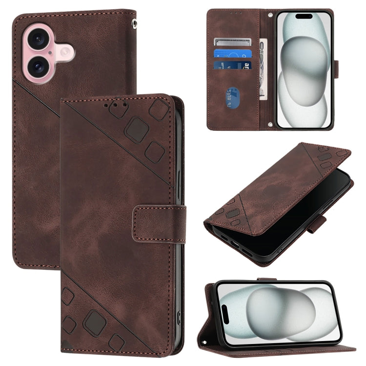 Skin-feel Embossed Leather Phone Case, For iPhone 16, For iPhone 15 Pro Max, For iPhone 15 Pro, For iPhone 15 Plus