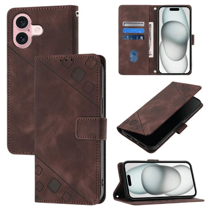 Skin-feel Embossed Leather Phone Case, For iPhone 16, For iPhone 15 Pro Max, For iPhone 15 Pro, For iPhone 15 Plus