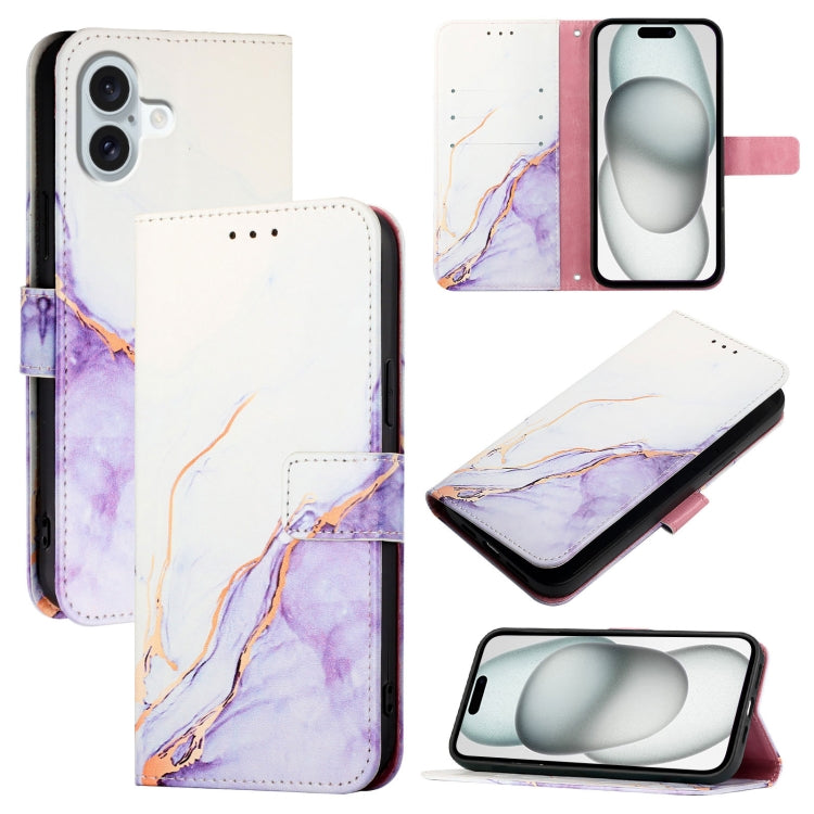 PT003 Marble Pattern Flip Leather Phone Case, For iPhone Air, For iPhone 16 Pro Max, For iPhone 16 Pro, For iPhone 16 Plus