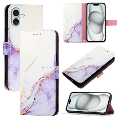 PT003 Marble Pattern Flip Leather Phone Case, For iPhone Air, For iPhone 16 Pro Max, For iPhone 16 Pro, For iPhone 16 Plus