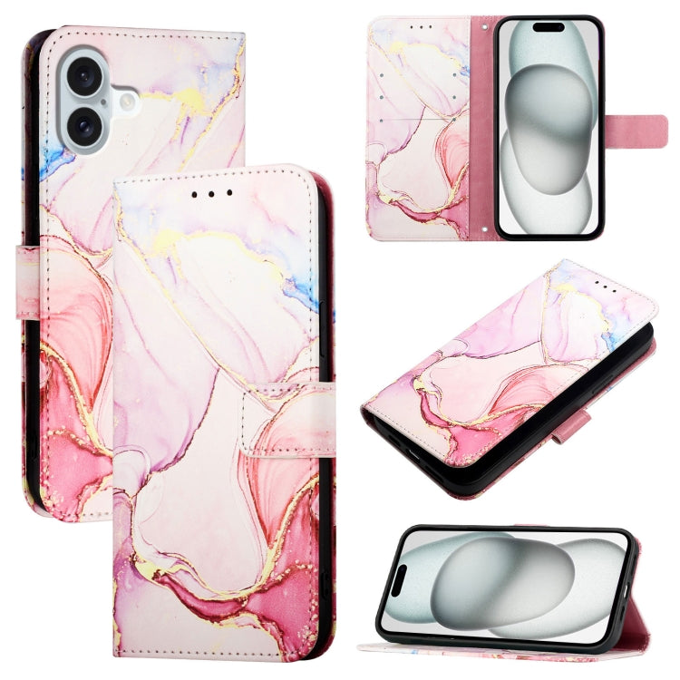 PT003 Marble Pattern Flip Leather Phone Case, For iPhone Air, For iPhone 16 Pro Max, For iPhone 16 Pro, For iPhone 16 Plus