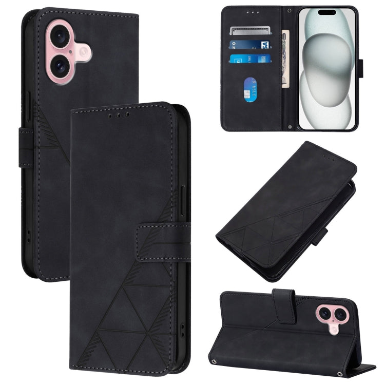 Crossbody 3D Embossed Flip Leather Phone Case, For iPhone 16, For iPhone 15 Pro Max, For iPhone 15 Pro, For iPhone 15 Plus