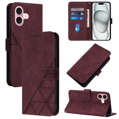 Crossbody 3D Embossed Flip Leather Phone Case, For iPhone 16, For iPhone 15 Pro Max, For iPhone 15 Pro, For iPhone 15 Plus