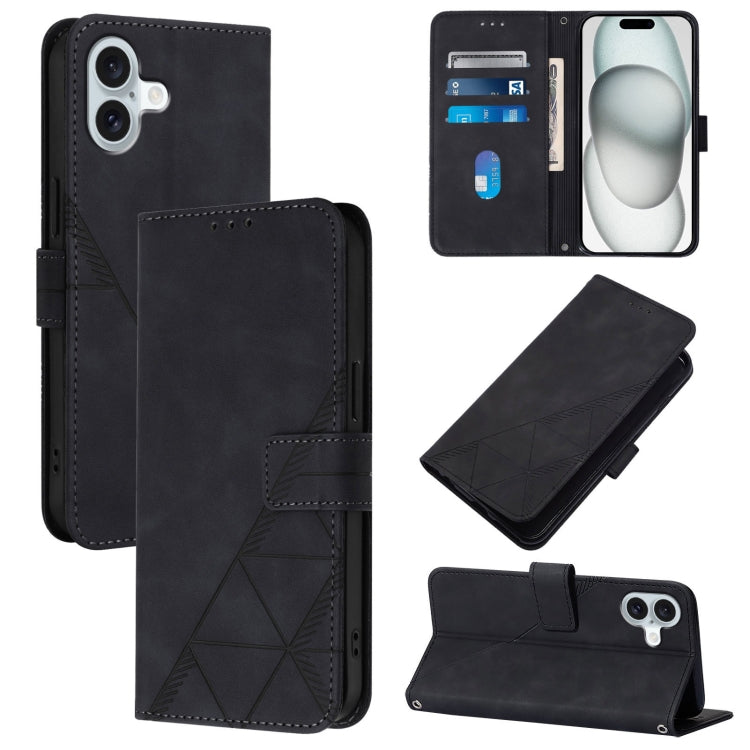Crossbody 3D Embossed Flip Leather Phone Case, For iPhone Air, For iPhone 16 Pro Max, For iPhone 16 Pro, For iPhone 16 Plus