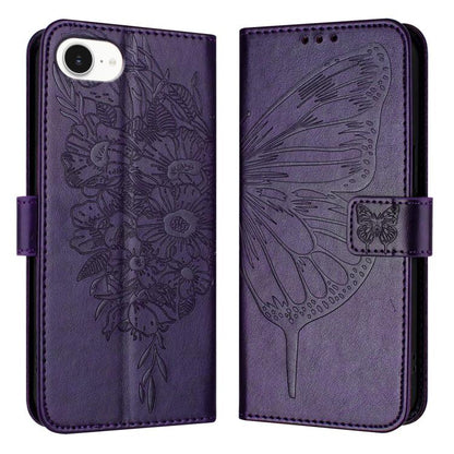 Embossed Butterfly Leather Phone Case, For iPhone 17e / 16e, For iPhone 17 Pro Max, For iPhone 17 Pro