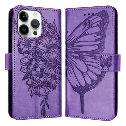 Embossed Butterfly Leather Phone Case, For iPhone 17, For iPhone Air, For iPhone 16 Pro Max