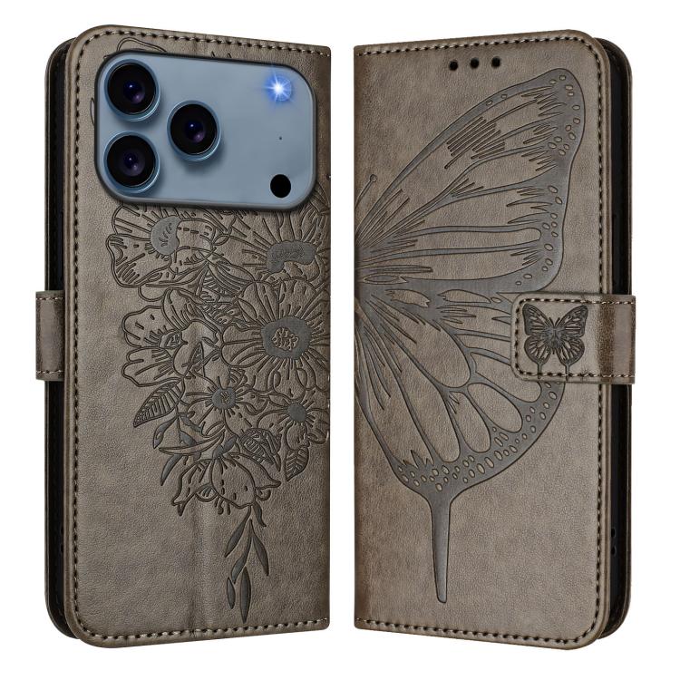 Embossed Butterfly Leather Phone Case, For iPhone 17e / 16e, For iPhone 17 Pro Max, For iPhone 17 Pro
