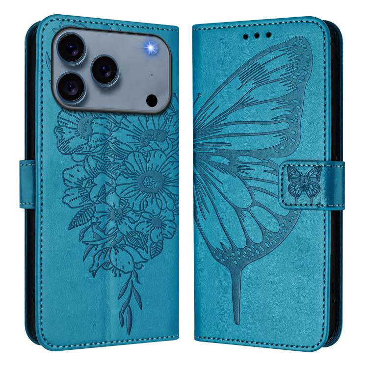 Embossed Butterfly Leather Phone Case, For iPhone 17e / 16e, For iPhone 17 Pro Max, For iPhone 17 Pro