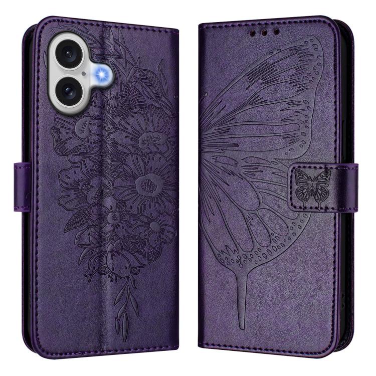 Embossed Butterfly Leather Phone Case, For iPhone 17, For iPhone Air, For iPhone 16 Pro Max