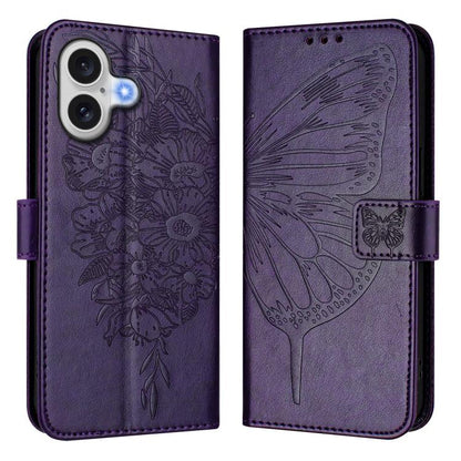 Embossed Butterfly Leather Phone Case, For iPhone 17, For iPhone Air, For iPhone 16 Pro Max