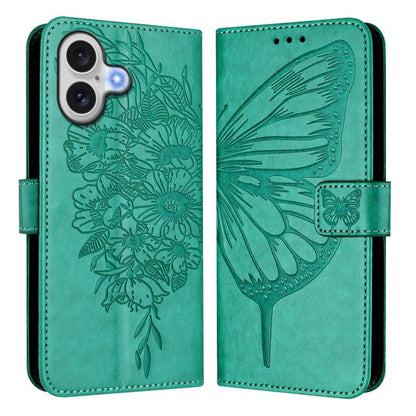 Embossed Butterfly Leather Phone Case, For iPhone 17, For iPhone Air, For iPhone 16 Pro Max