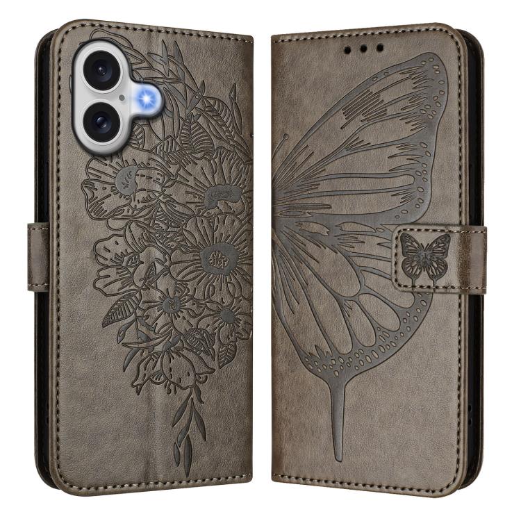 Embossed Butterfly Leather Phone Case, For iPhone 17, For iPhone Air, For iPhone 16 Pro Max