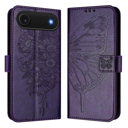 Embossed Butterfly Leather Phone Case, For iPhone 17, For iPhone Air, For iPhone 16 Pro Max