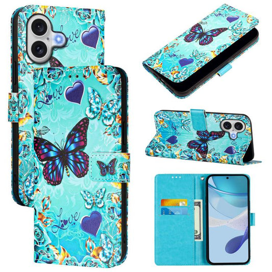 Colored Drawing Pattern Plain Weave Leather Phone Case, For iPhone 17, For iPhone Air, For iPhone 15 Pro Max