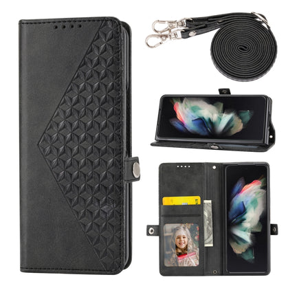 Cubic Grid Calf Texture Magnetic Leather Phone Case