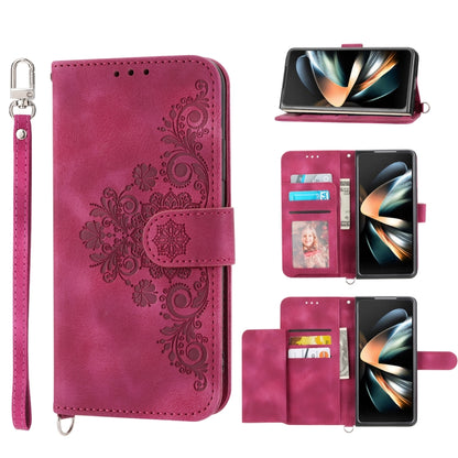 Skin Feel Flowers Embossed Wallet Leather Phone Case