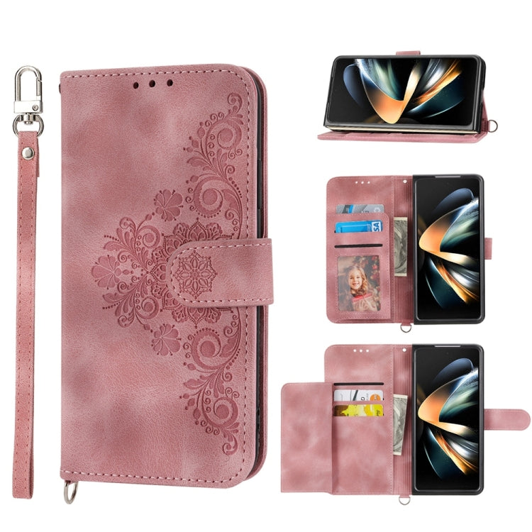 Skin Feel Flowers Embossed Wallet Leather Phone Case