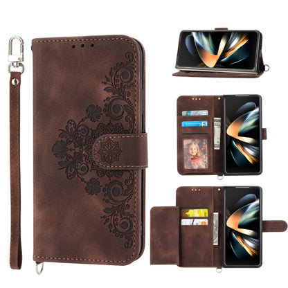 Skin Feel Flowers Embossed Wallet Leather Phone Case