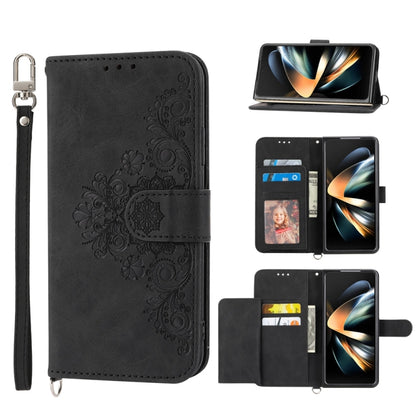 Skin Feel Flowers Embossed Wallet Leather Phone Case