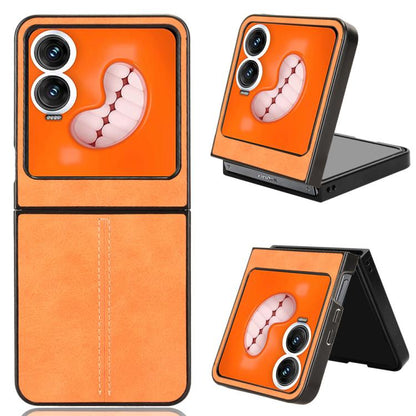 Cow Pattern Sewing Back Cover Phone Case, For Tecno Phantom V Flip2, For Tecno Phantom V Fold2, For Tecno Phantom V Flip, For Tecno Phantom V Fold