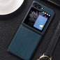 Genuine Leather Shockproof Protective Phone Case, For Samsung Galaxy Z Flip6 / Flip7 FE, For Samsung Galaxy Z Flip5