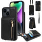 Crossbody Lanyard Zipper Wallet Leather Phone Case, For iPhone 14 Plus, For iPhone 14, For iPhone 14 Pro, For iPhone 14 Pro Max