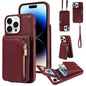 Crossbody Lanyard Zipper Wallet Leather Phone Case, For iPhone 14 Plus, For iPhone 14, For iPhone 14 Pro, For iPhone 14 Pro Max