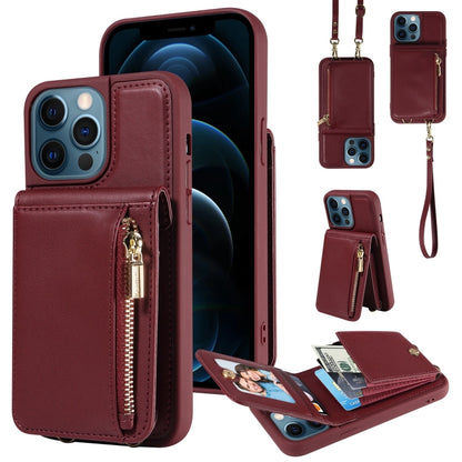 Crossbody Lanyard Zipper Wallet Leather Phone Case, For iPhone 12 / 12 Pro, For iPhone 12 Pro Max, For iPhone 11 Pro Max, For iPhone 11