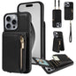 Crossbody Lanyard Zipper Wallet Leather Phone Case, For iPhone 16 Pro Max, For iPhone 16 Pro, For iPhone 16 Plus, For iPhone 16