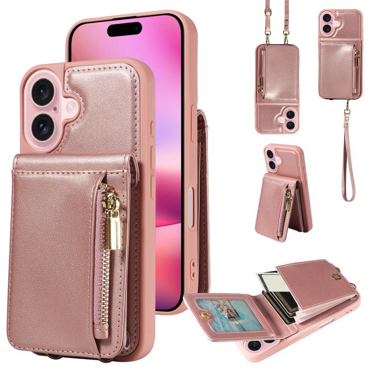 Crossbody Lanyard Zipper Wallet Leather Phone Case, For iPhone 18 / 17, For iPhone 18 Pro / 17 Pro, For iPhone 18 Pro Max / 17 Pro Max, For iPhone Air
