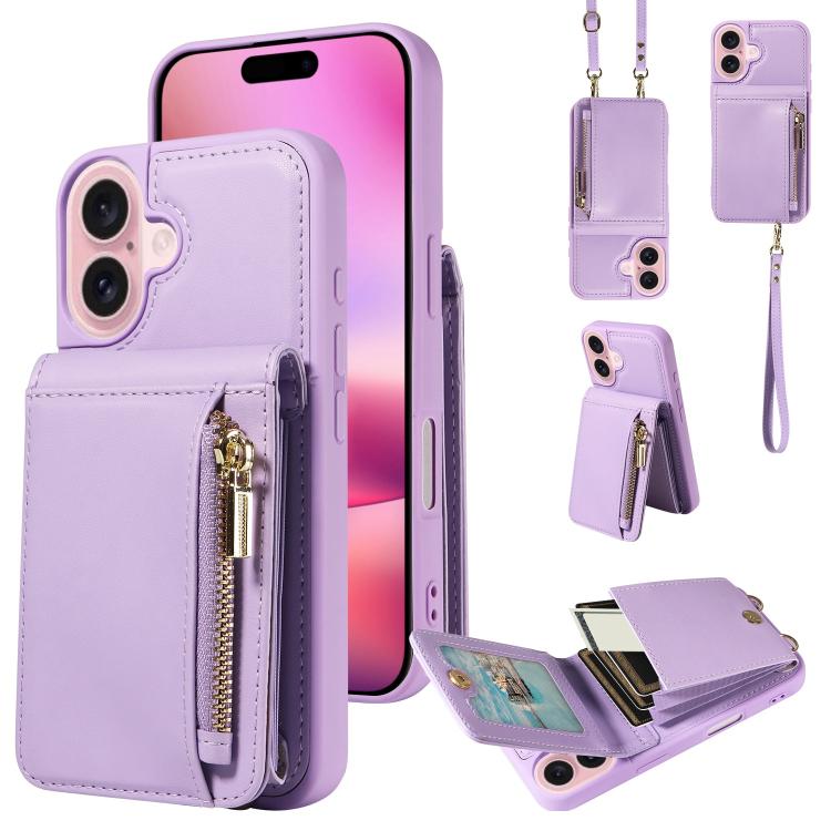 Crossbody Lanyard Zipper Wallet Leather Phone Case, For iPhone 18 / 17, For iPhone 18 Pro / 17 Pro, For iPhone 18 Pro Max / 17 Pro Max, For iPhone Air