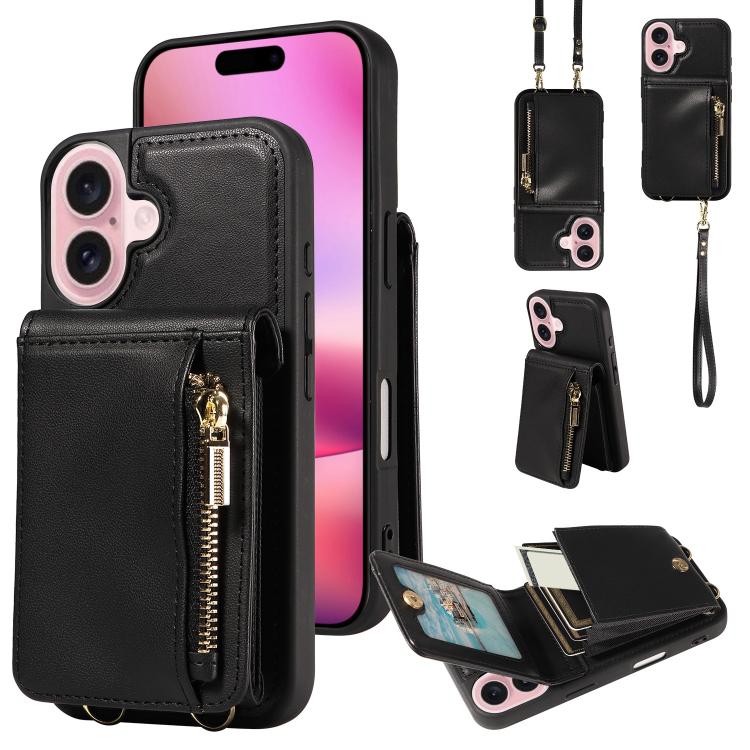 Crossbody Lanyard Zipper Wallet Leather Phone Case, For iPhone 18 / 17, For iPhone 18 Pro / 17 Pro, For iPhone 18 Pro Max / 17 Pro Max, For iPhone Air