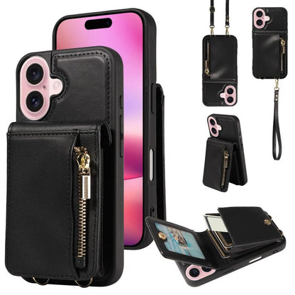 Crossbody Lanyard Zipper Wallet Leather Phone Case, For iPhone 18 / 17, For iPhone 18 Pro / 17 Pro, For iPhone 18 Pro Max / 17 Pro Max, For iPhone Air