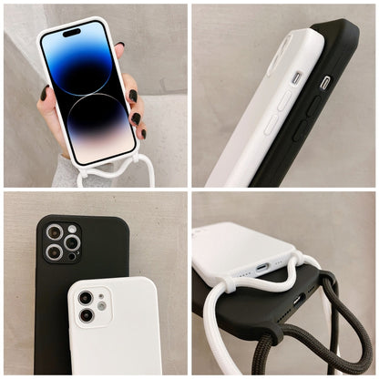 Crossbody Lanyard Liquid Silicone Case, For iPhone 16 Pro