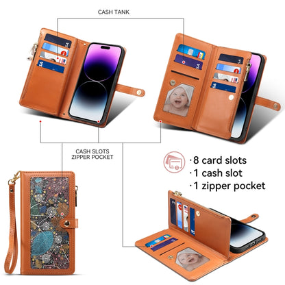 ESEBLE Star Series Lanyard Zipper Wallet RFID Leather Case