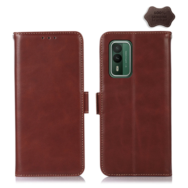 Magnetic Crazy Horse Texture Genuine Leather RFID Phone Case