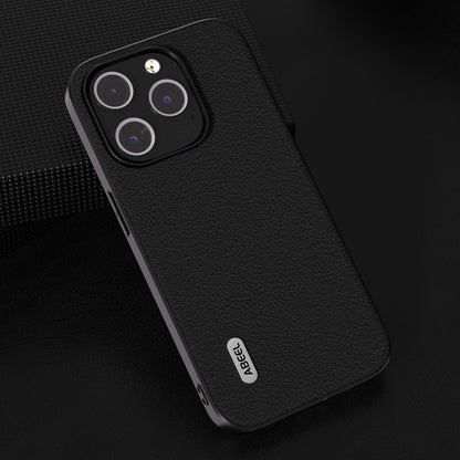 ABEEL Genuine Leather Wave Black Edge Phone Case, For iPhone 15 Plus, For iPhone 15