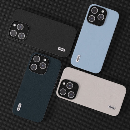 ABEEL Genuine Leather Wave Black Edge Phone Case, For iPhone 15 Plus, For iPhone 15