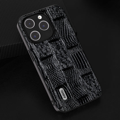 ABEEL Genuine Leather Mahjong Pattern Black Edge Phone Case, For iPhone 15 Pro Max, For iPhone 15 Pro, For iPhone 15 Plus, For iPhone 15