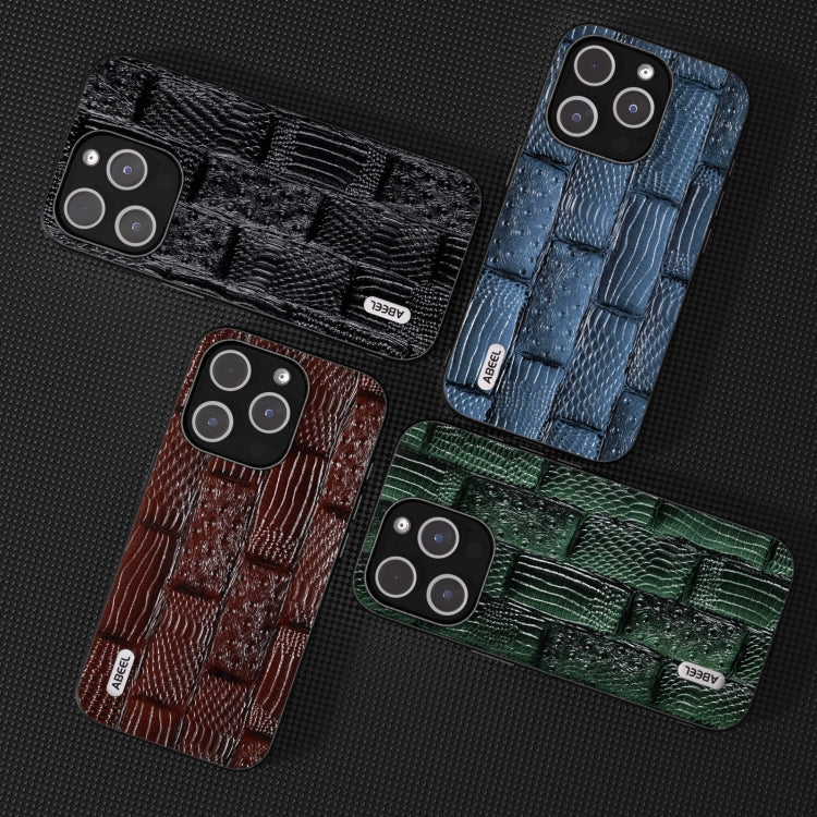 ABEEL Genuine Leather Mahjong Pattern Black Edge Phone Case, For iPhone 15 Pro Max, For iPhone 15 Pro, For iPhone 15 Plus, For iPhone 15